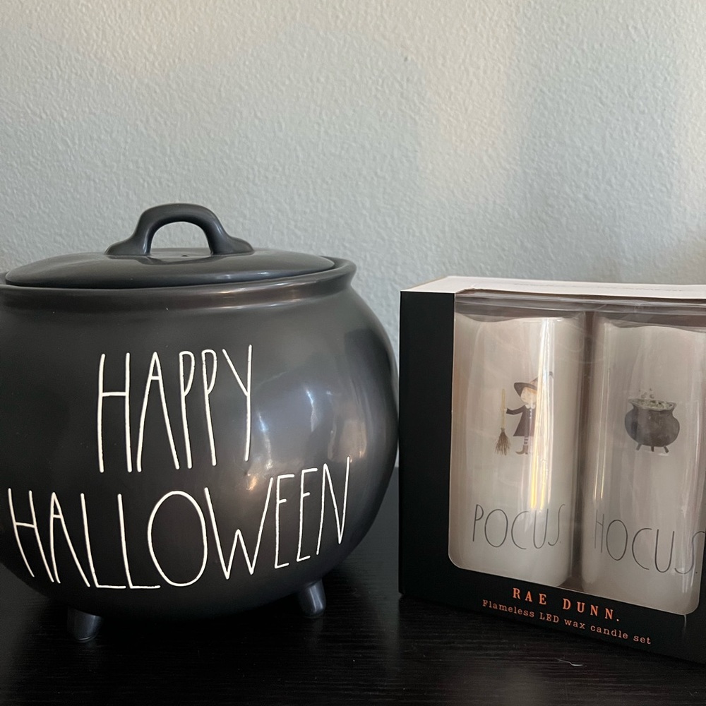 Rae Dunn Halloween Cauldron and Candle Bundle